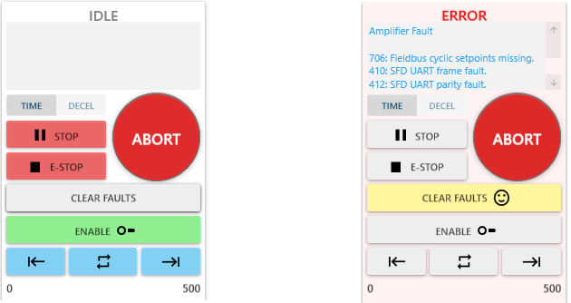 RMP Errors as well as Drive Errors/Faults Will be displayed in the RapidSetup status window.