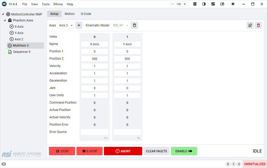 Tab: Setup | Kinematic Model Created