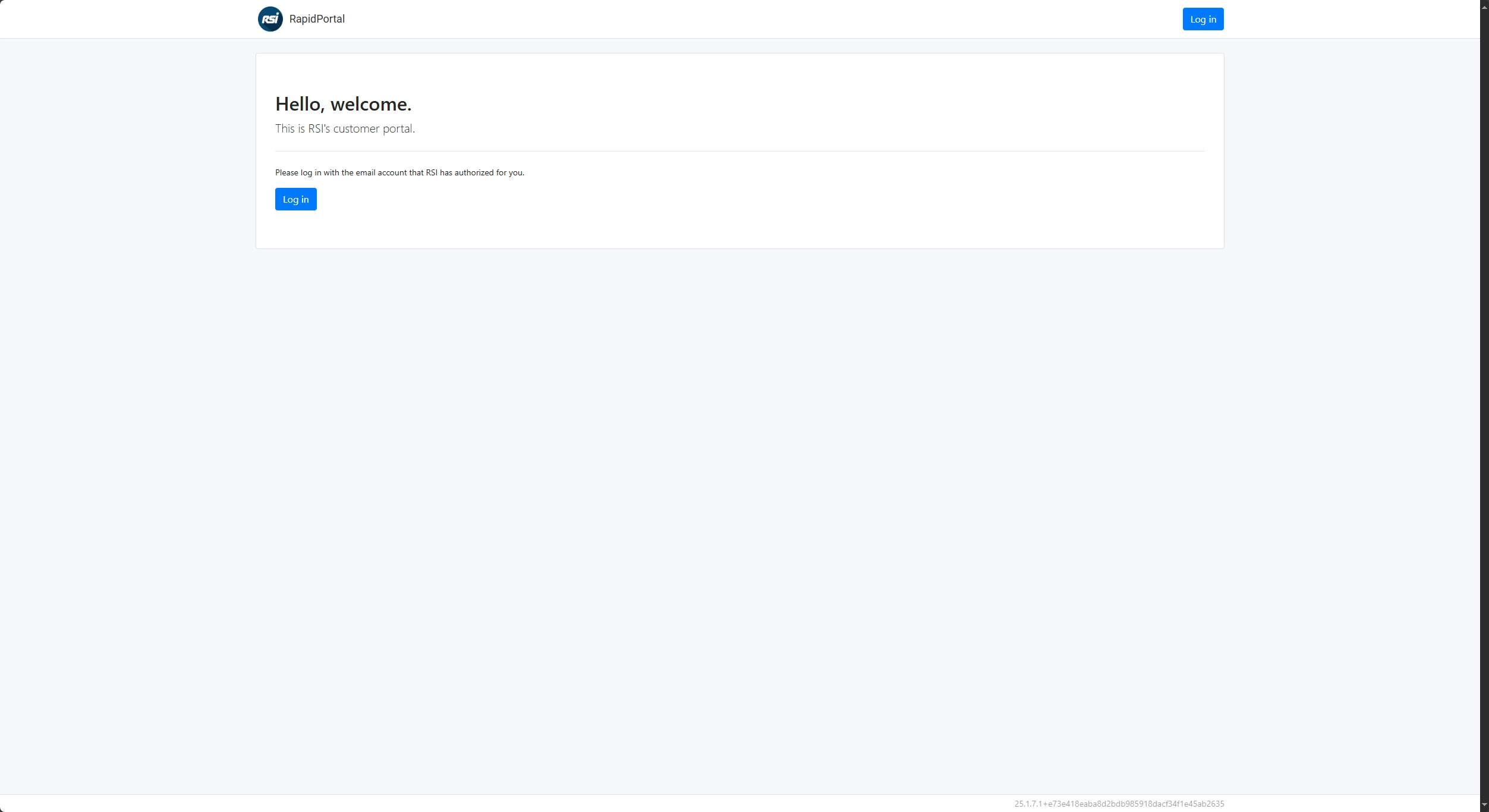 RapidPortal: Welcome Page