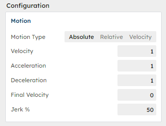 RapidSetupX Axis Configuration Section