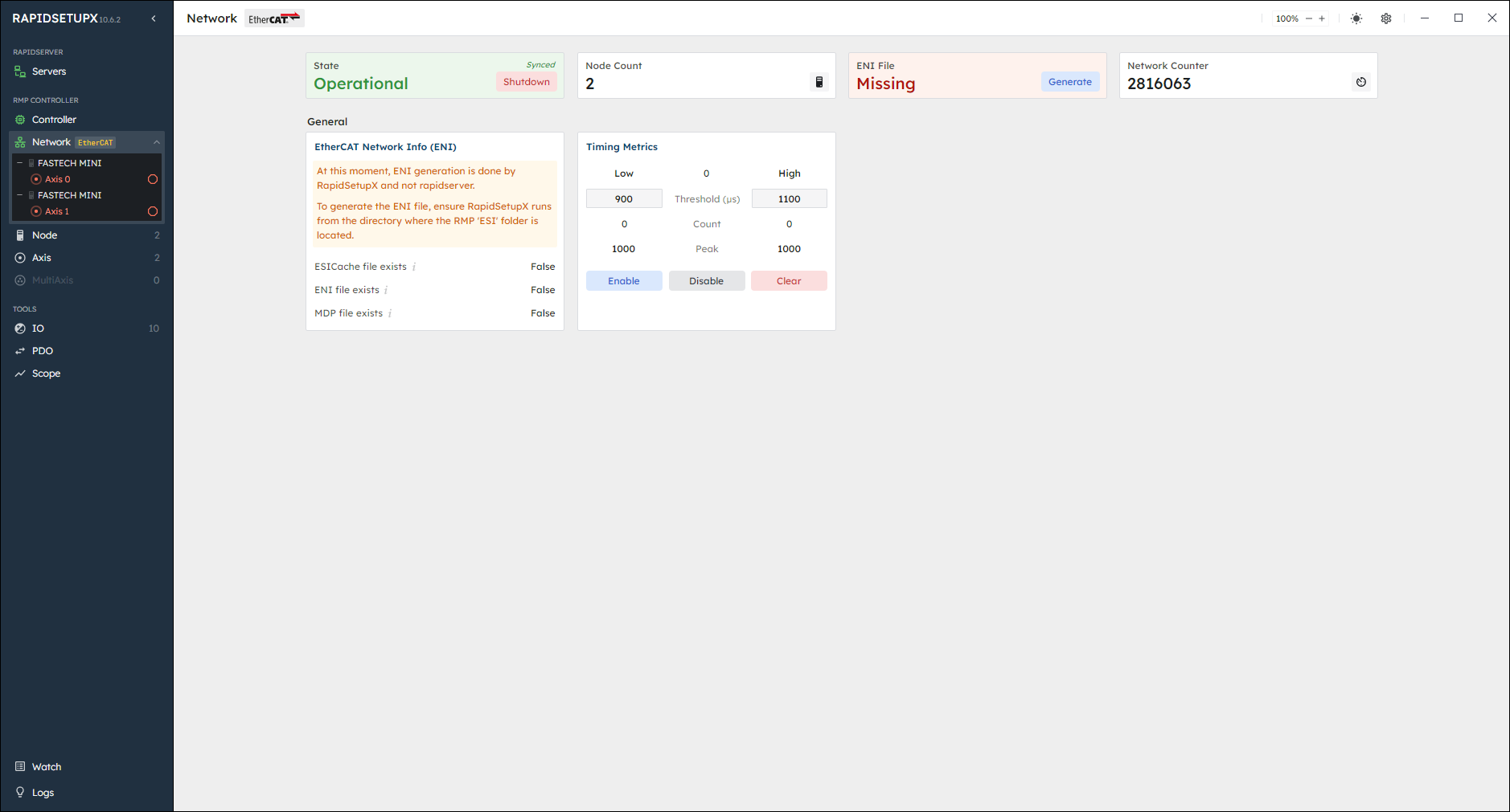 RapidSetupX Network page